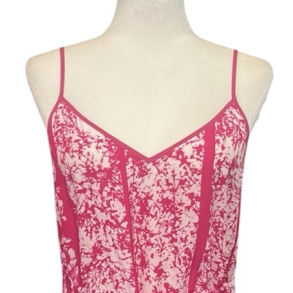 Michael Kors Spaghetti Strap Front Slit V Neck Maxi Dress Pink White Size Small - Picture 7 of 14